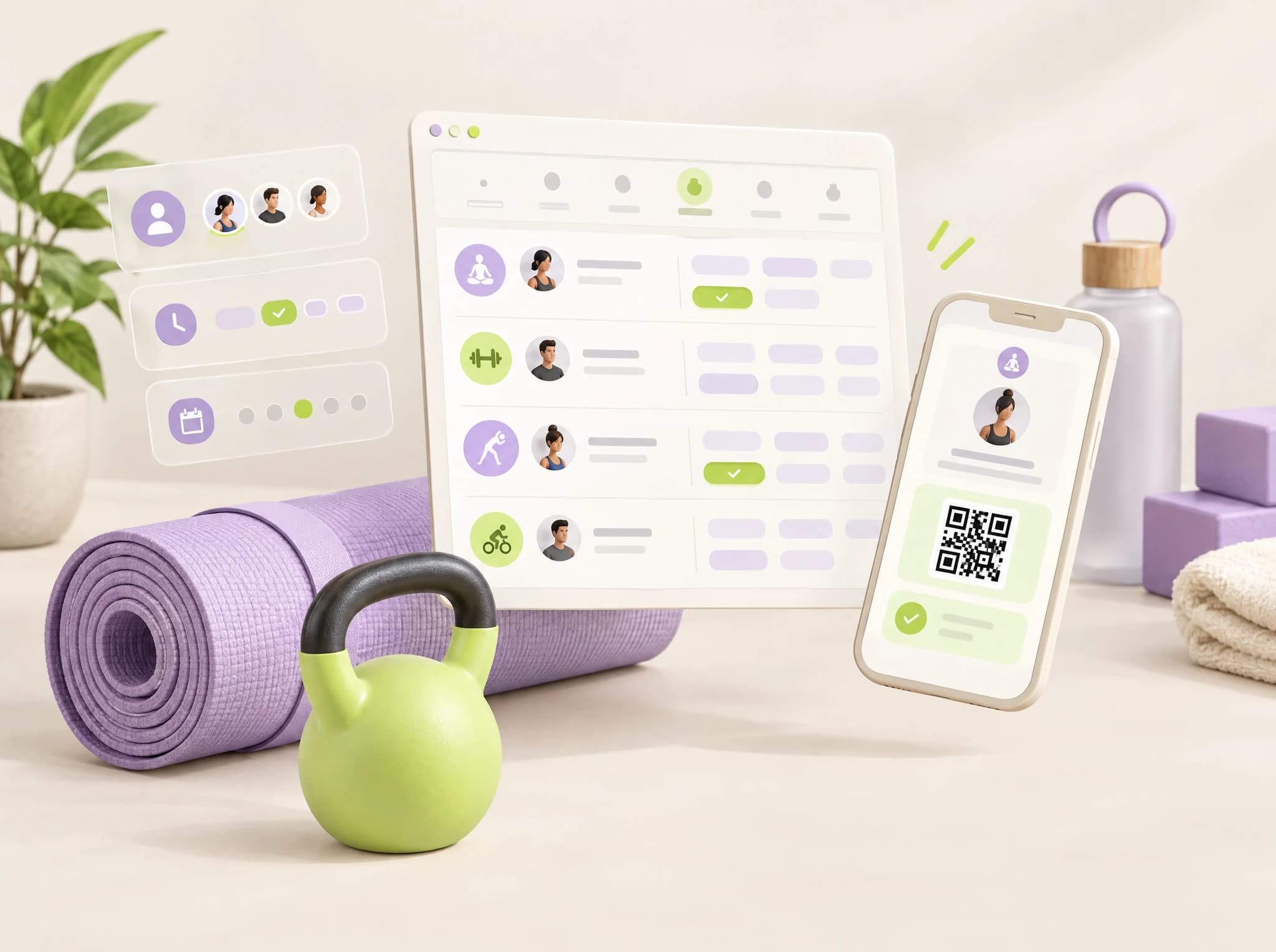 Concept illustration: class booking system for fitness studios