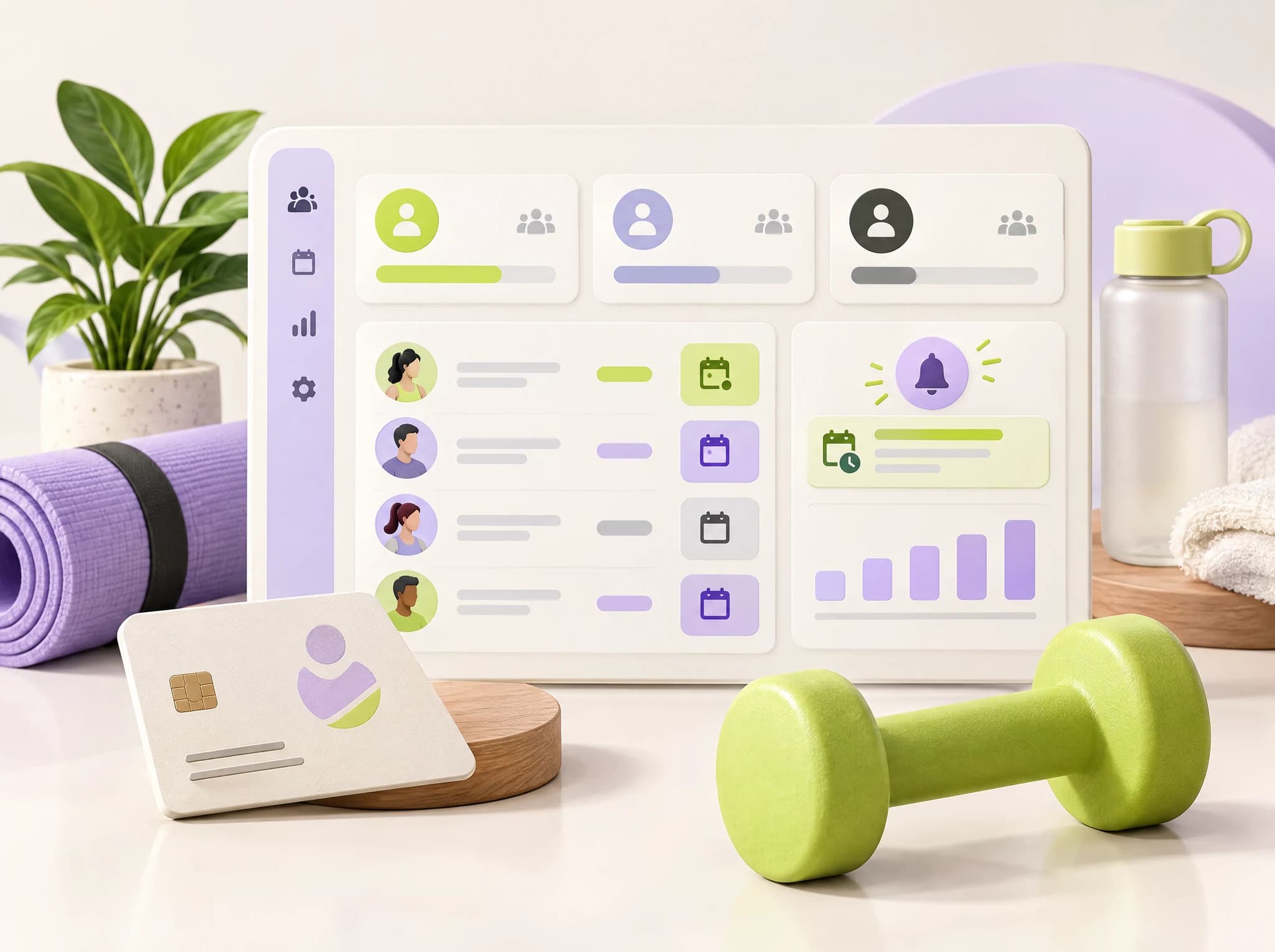 Concept illustration: membership dashboard for fitness studios