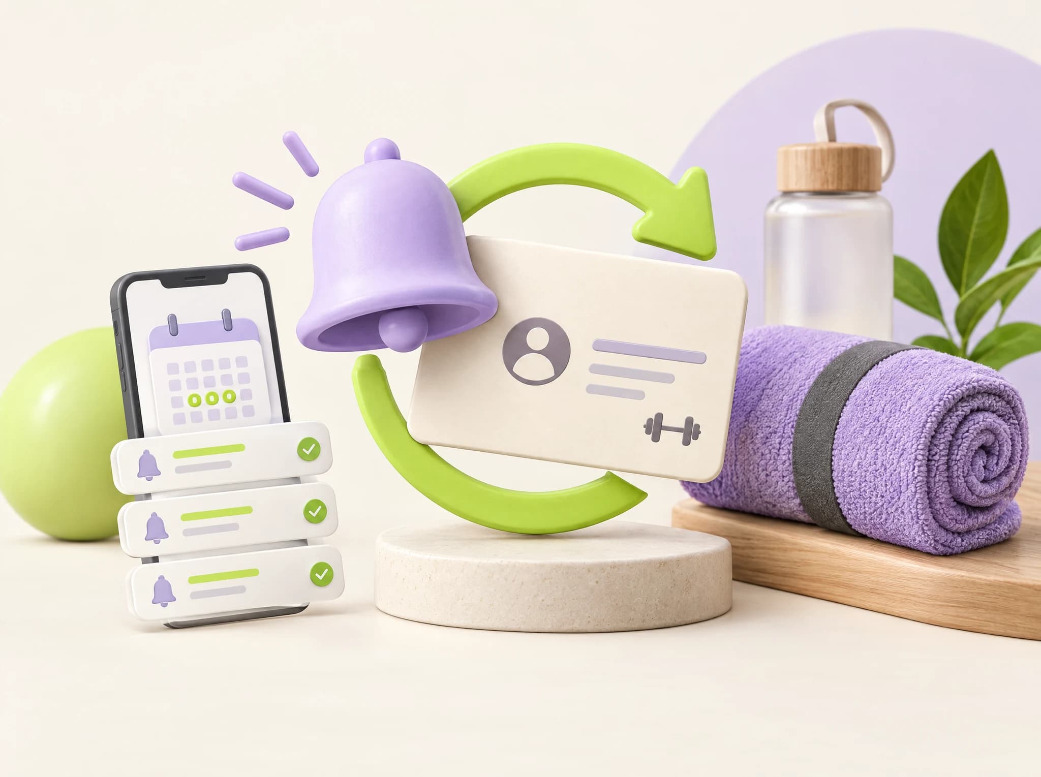 Concept illustration: renewal reminders for fitness studios