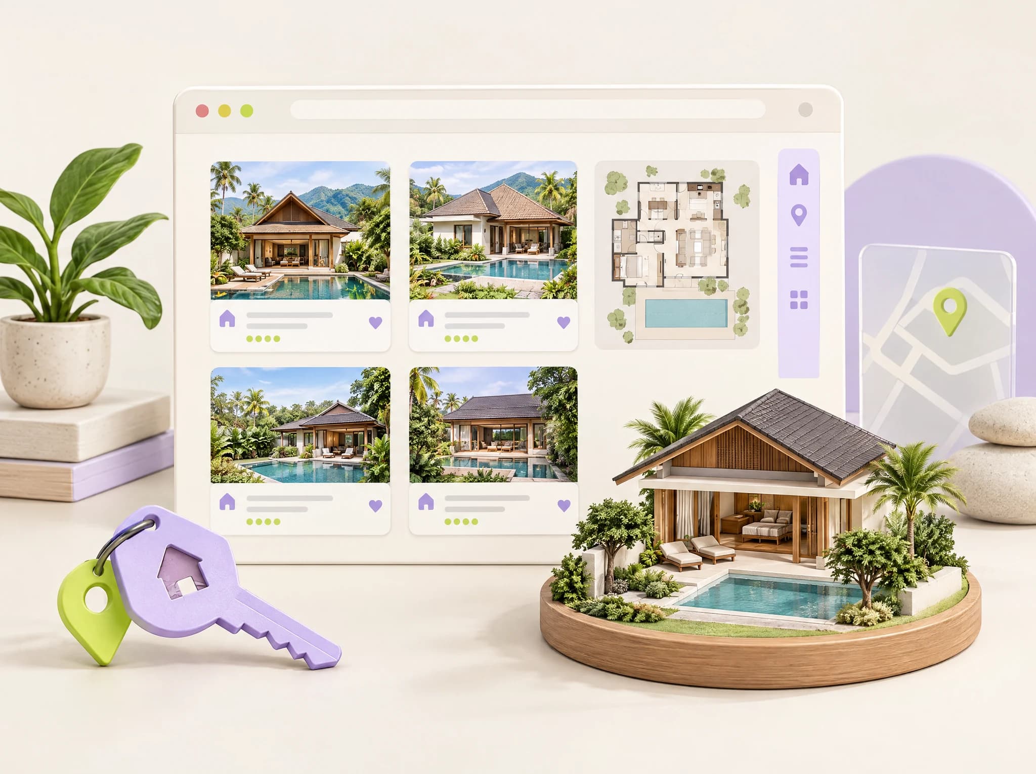Concept illustration: personal listing website for real estate