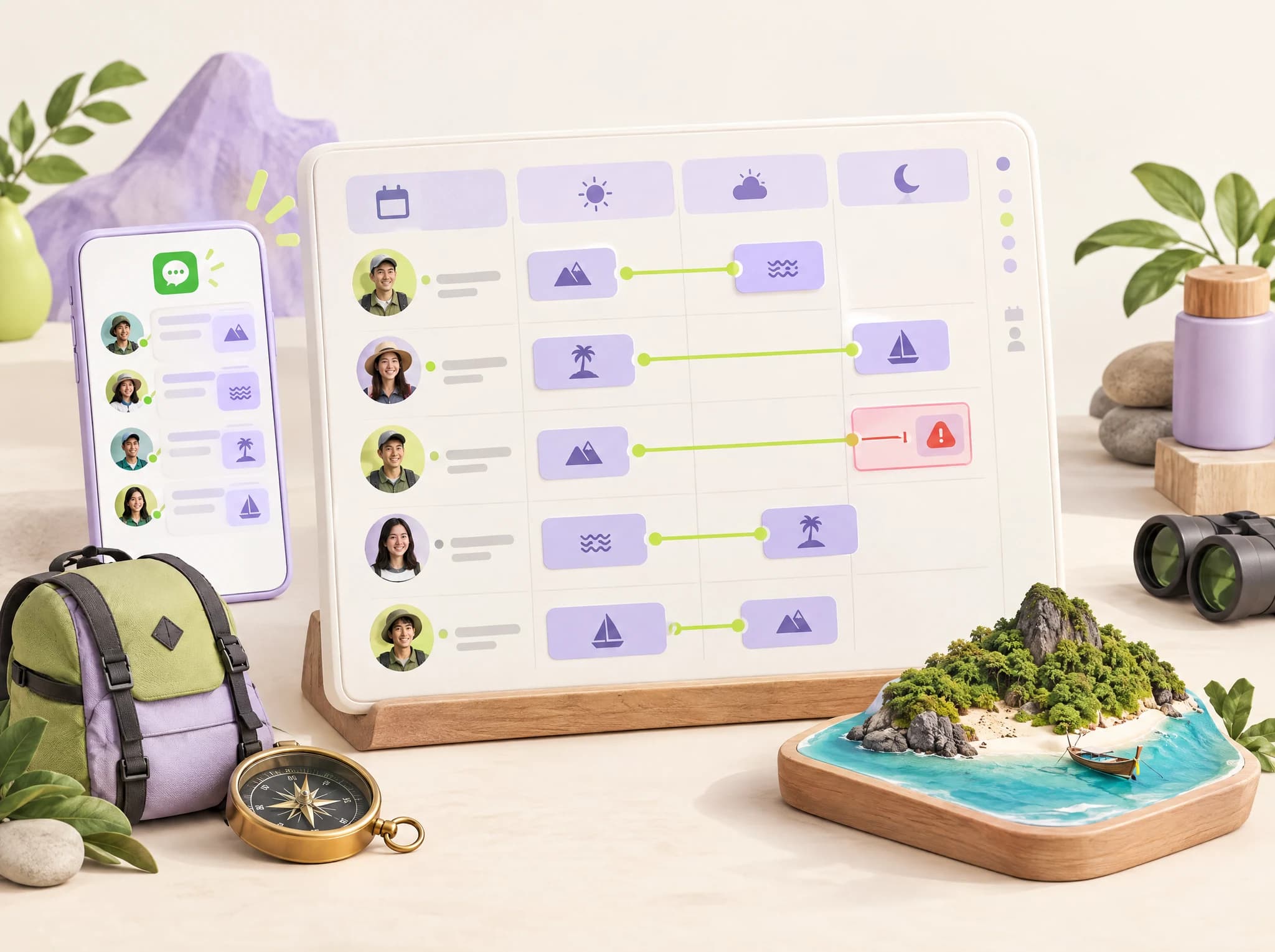 Concept illustration: guide scheduling dashboard for tour operators