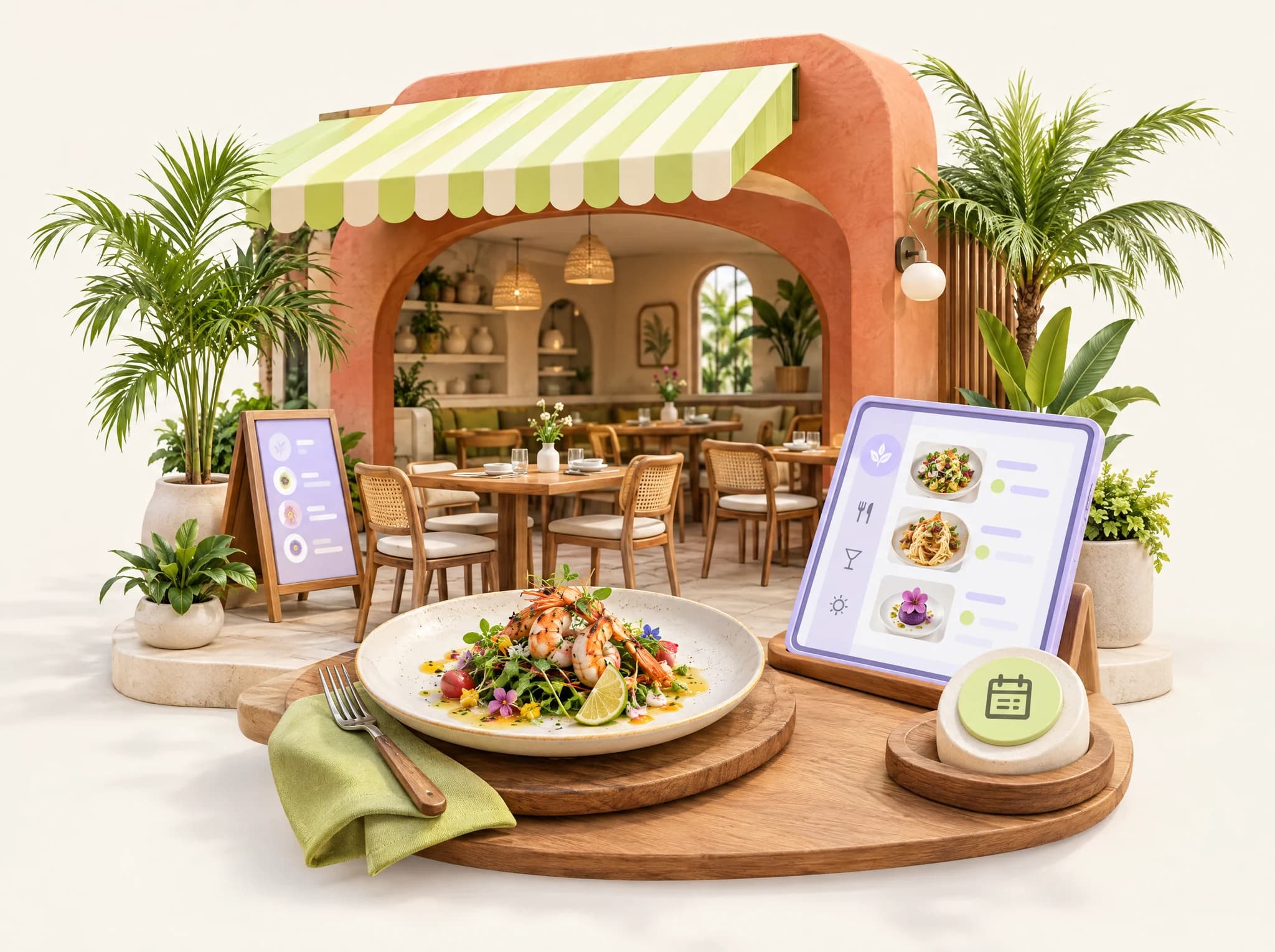 Concept illustration of restaurants & cafés
