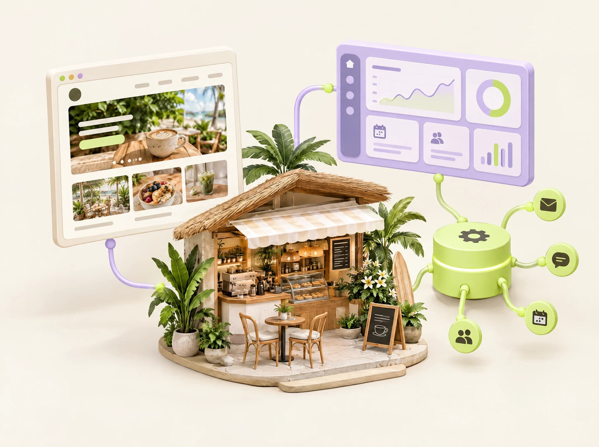 Concept illustration: websites dashboards and automation together