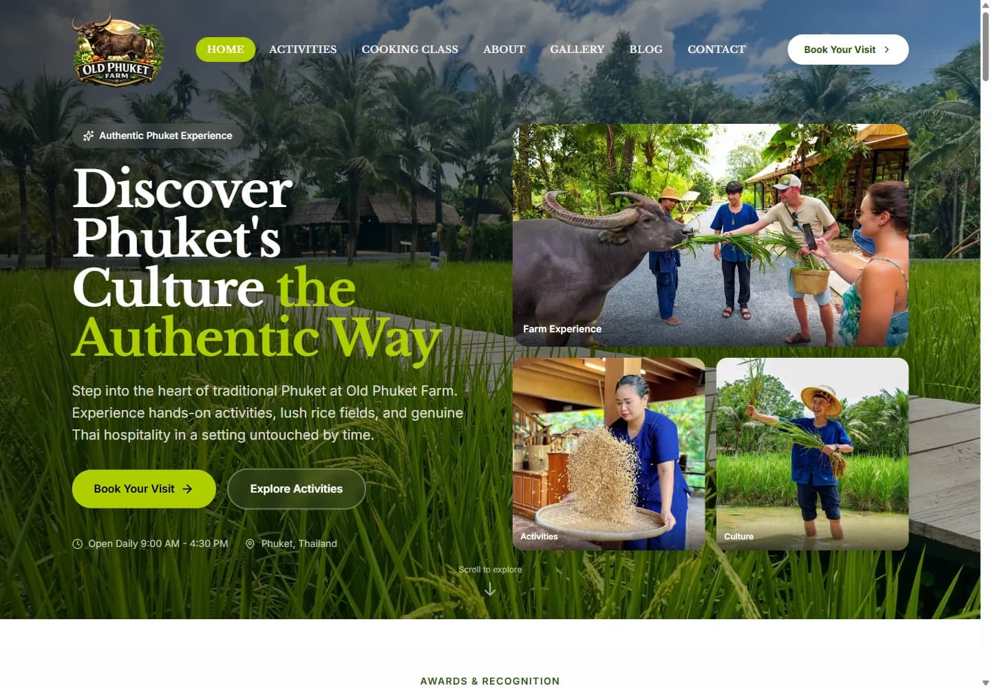 Old Phuket Farm — live website screenshot