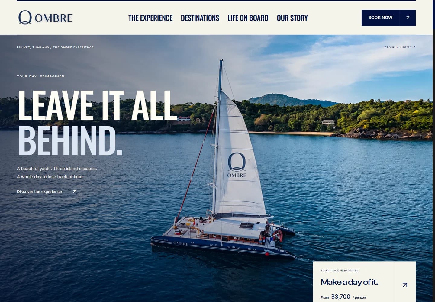 OMBRE Yacht — live website screenshot