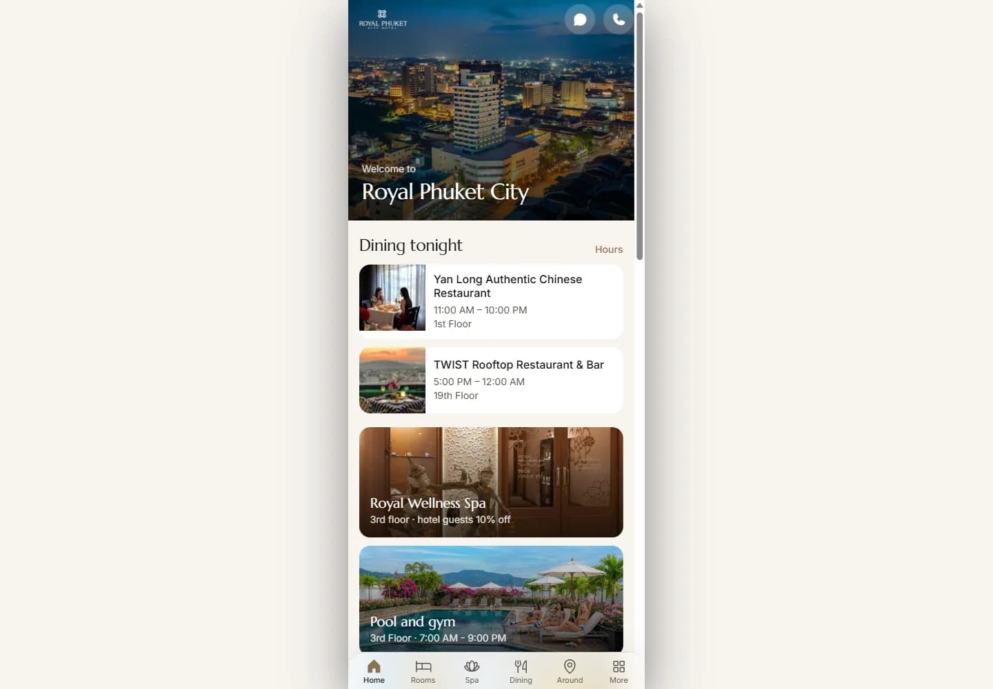 Royal Phuket City · Guest App — live website screenshot