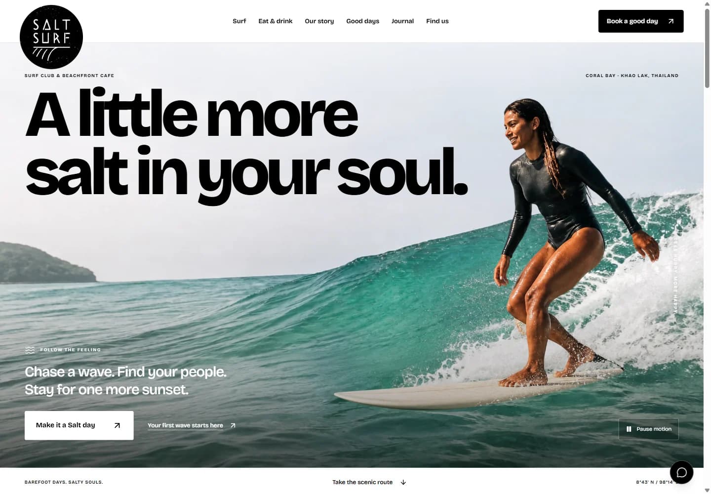 Salt Surf Club — live website screenshot