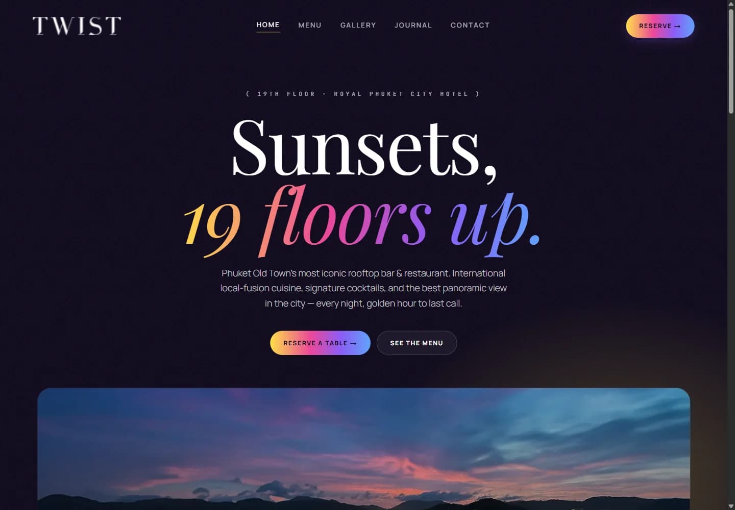 TWIST Rooftop — live website screenshot